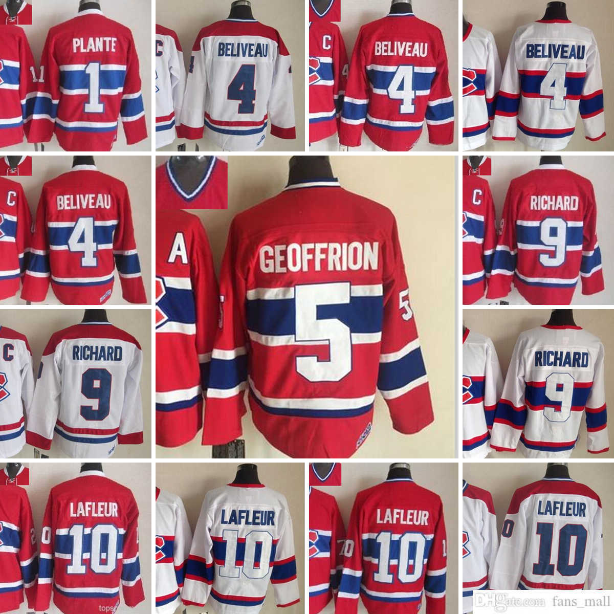 

Movie CCM Vintage Ice Hockey 4 Jean Beliveau Jerseys 10 Guy Lafleur 9 Maurice Richard 5 Bernie Geoffrion 1 Jacques Plante Men Embroidery Jersey Red White, Separatejerseys. tell me on order