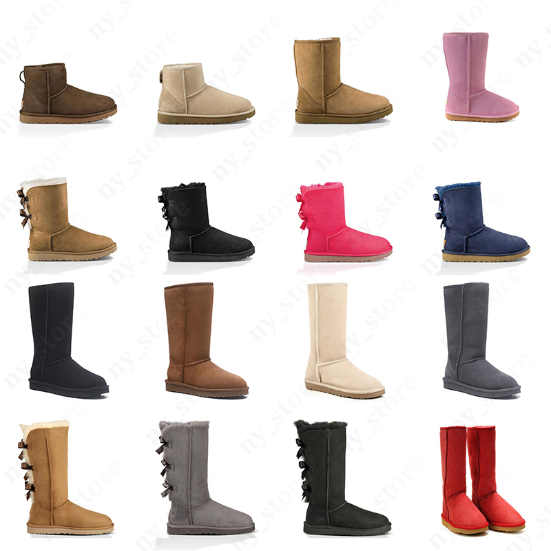 

women snow designer boots classic knee ankle boot black grey navy blue pink womens girl shoes half booties, Ankle brown