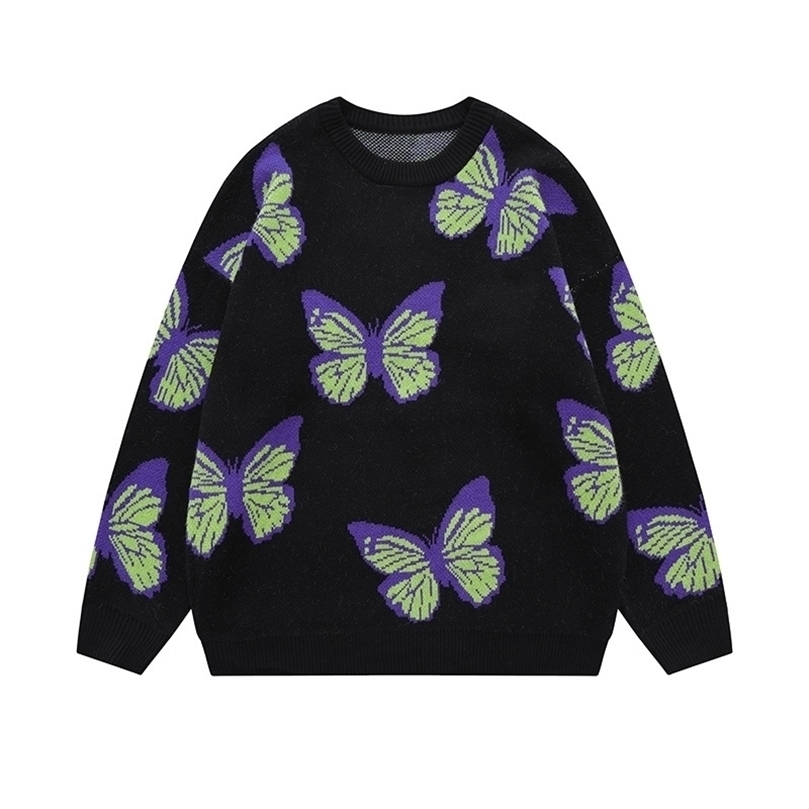 Mens Sweaters Pullover Street High Butterfly Long Sleeve Loose and Womens Knit 220929