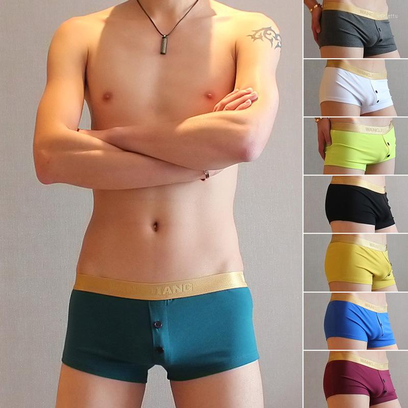

Underpants Men' Panties Men Cotton Boxers Sexy Underwear Breathable Comfortable Lingerie Trunk Boxer Waistband Button, Black