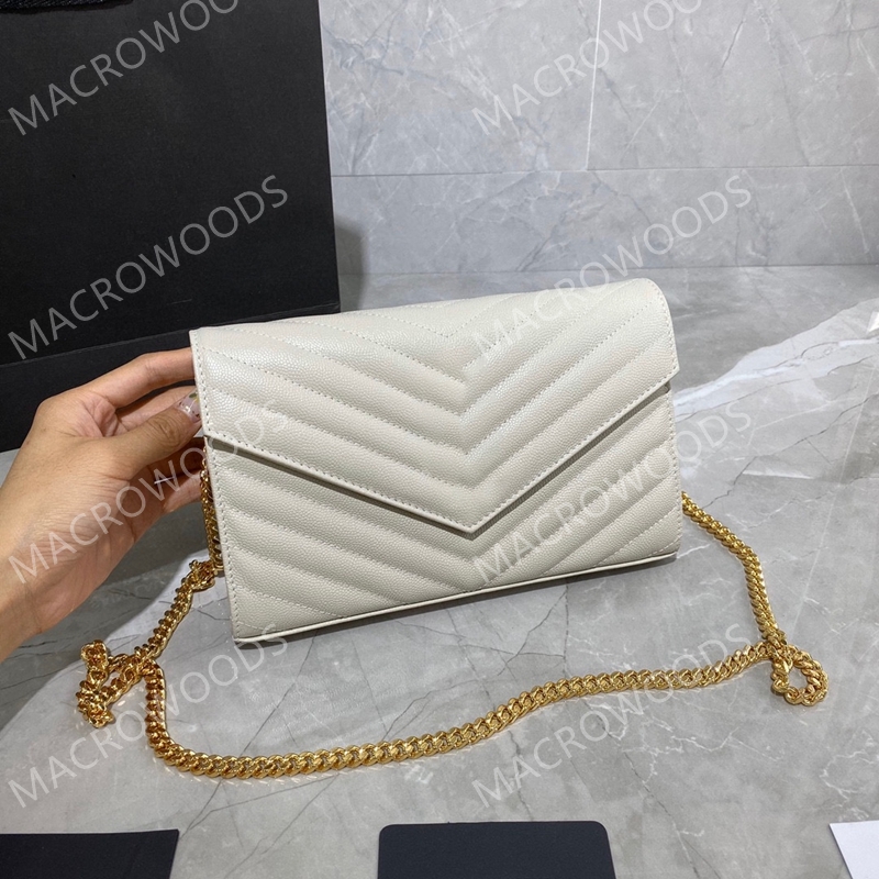 

MATELASSE chain bag in grain de poudre embossed leather Designer Messenger bags for women Handbag lady Clutch Flap Luxury Handbags Shoulder Bags CASSANDRE 1618, White