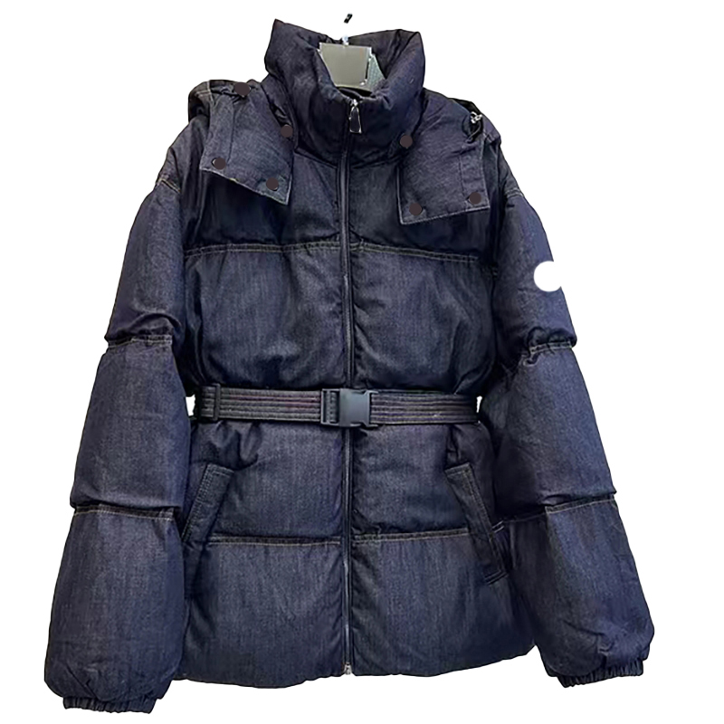 

Maya Designer Women's Down and Parka Denim Fabric Fashion Slim Waist Slim Fit Drawstring Stand Collar Hooded Couples Same Thick Bread Jacket, Supplement (not shipped separately)