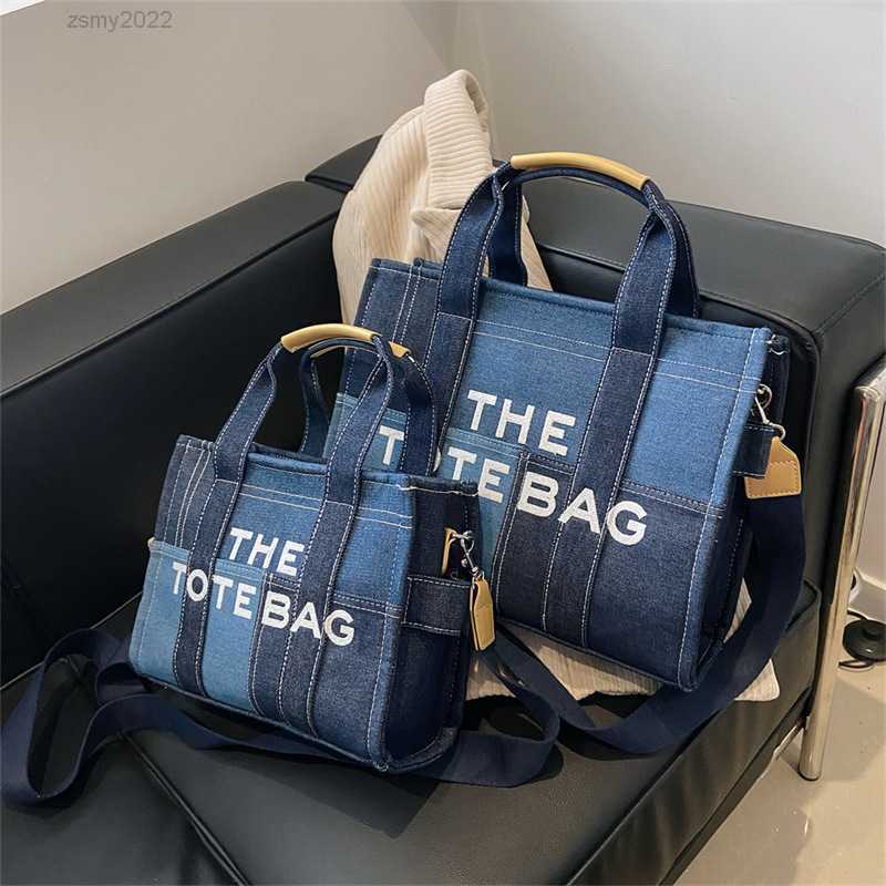 

Fashion Patchwork Denim Tote Bag Designer Letters Women Handbags Luxury Shoulder Crossbody Bags Casaul Big Shopper Purses 2022, Denim small black