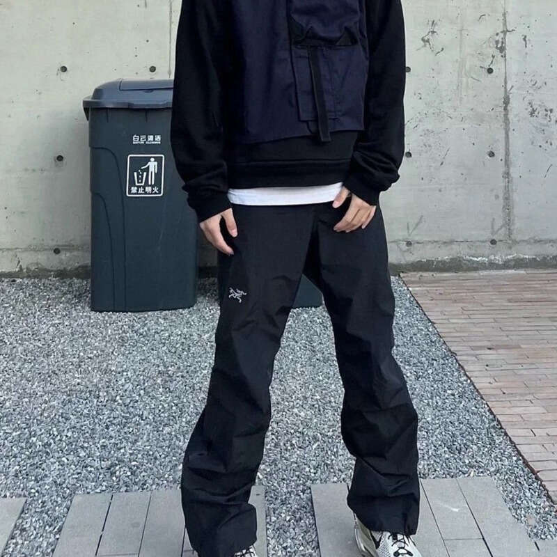 

Arc Mens Pants Outdoor Sports Quick Dry Functional 3d Vertical Trousers Nylon Waterproof Zipper Sweatpants Men Women Embroidery Pantss 11, Black