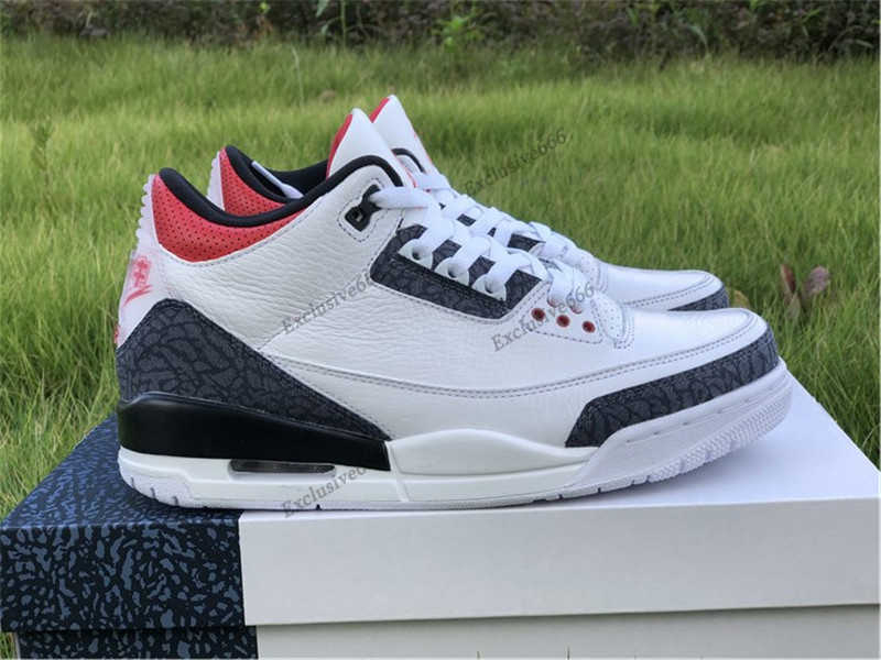 

Newest Release Authentic 3 SE-T SE DNM Fire Red 3S Japan White Black Men Basketball Shoes Sports Sneakers With Box