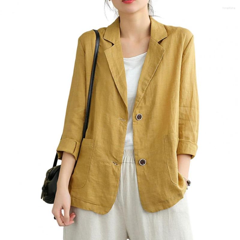 

Women's Suits Breathable Regular Length Single Breasted Cotton Linen Blazer Female Clothing, Light blue