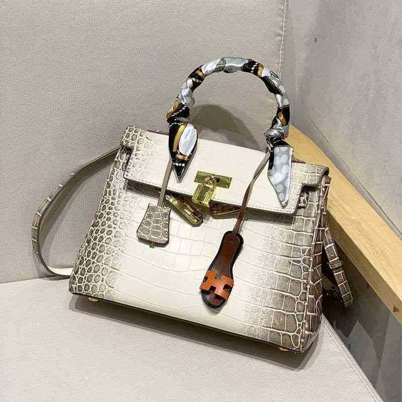 

Herme Bag kelys kellies Birkins Designer Handbags Leather Fashion 30 Just the Same Himalayan Crocodile Platinum Bag Large Capacity Portablebb With Logo, Himalayan kalibao beige (25cm)