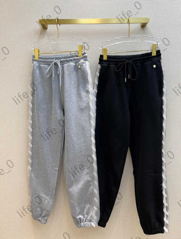 

Designer Fashion Womens Pants Vertical Stripes Tie Feet Casual Sport Pant Elastic Waist Classic Trousers Brand Women Clothes 2 Colors 1970