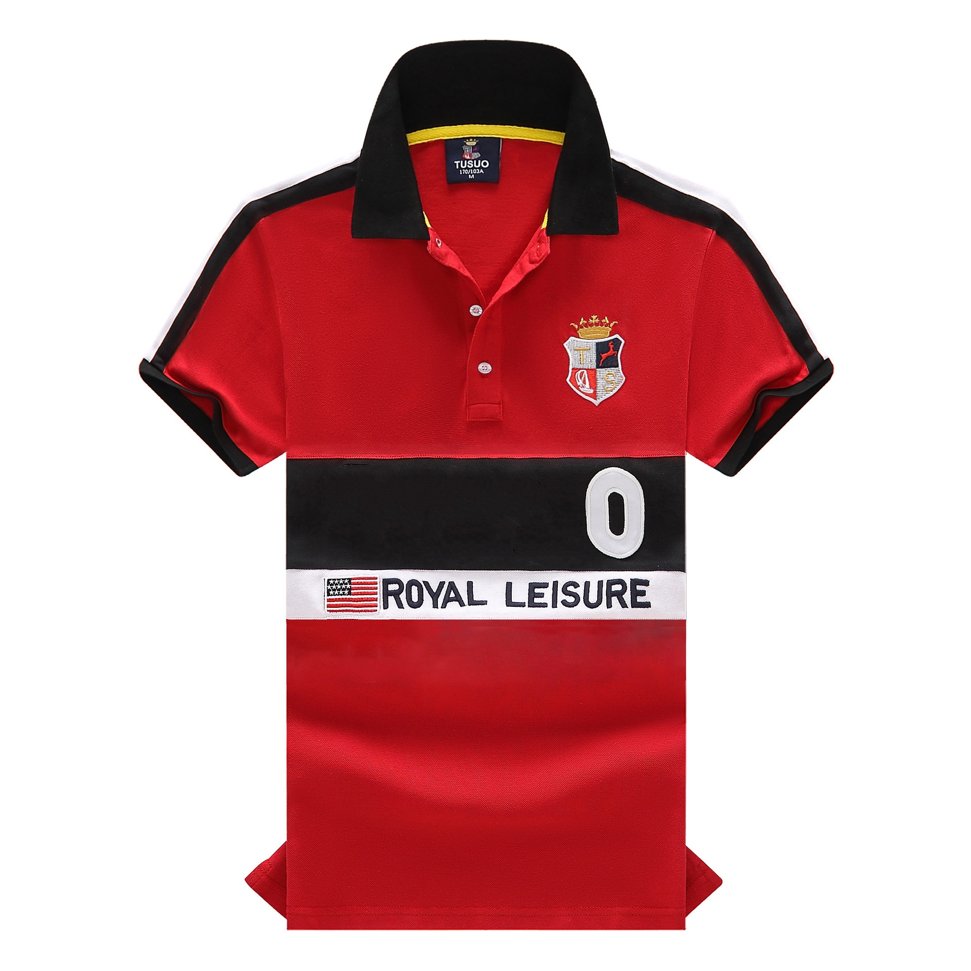 

Summer stitching embroidery shirt cotton short-sleeved T-shirt men' fashion sports casual contrast color -5XL, Ts438-1