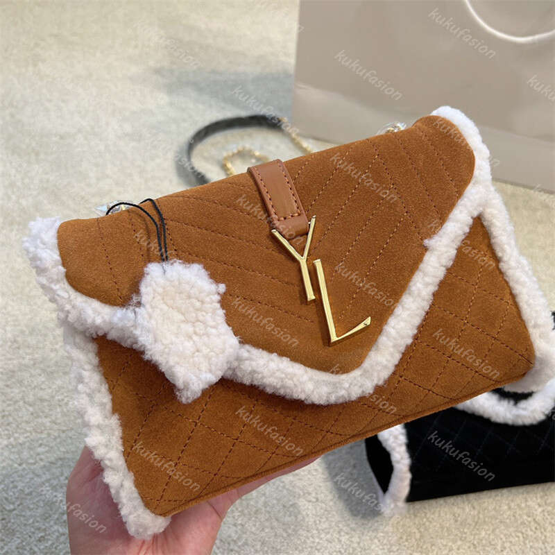 Shoulder Bags 2022 WOC For Women Designer Teddy Handbags Winter Fuzzy Purses Crossbody Envelope Bag Gaby Handbag Fluffy Shoulder Bag Totes