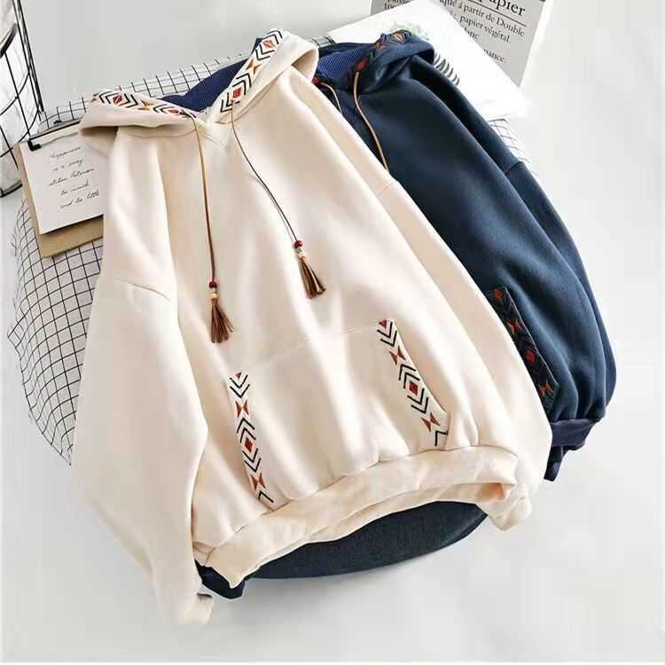 

Women's Hoodies Sweatshirts Sweatshirt Solid Color Korean Hooded Pullover 2021 Autumn and Winter Thickened Warm Sweater T220929, Beige