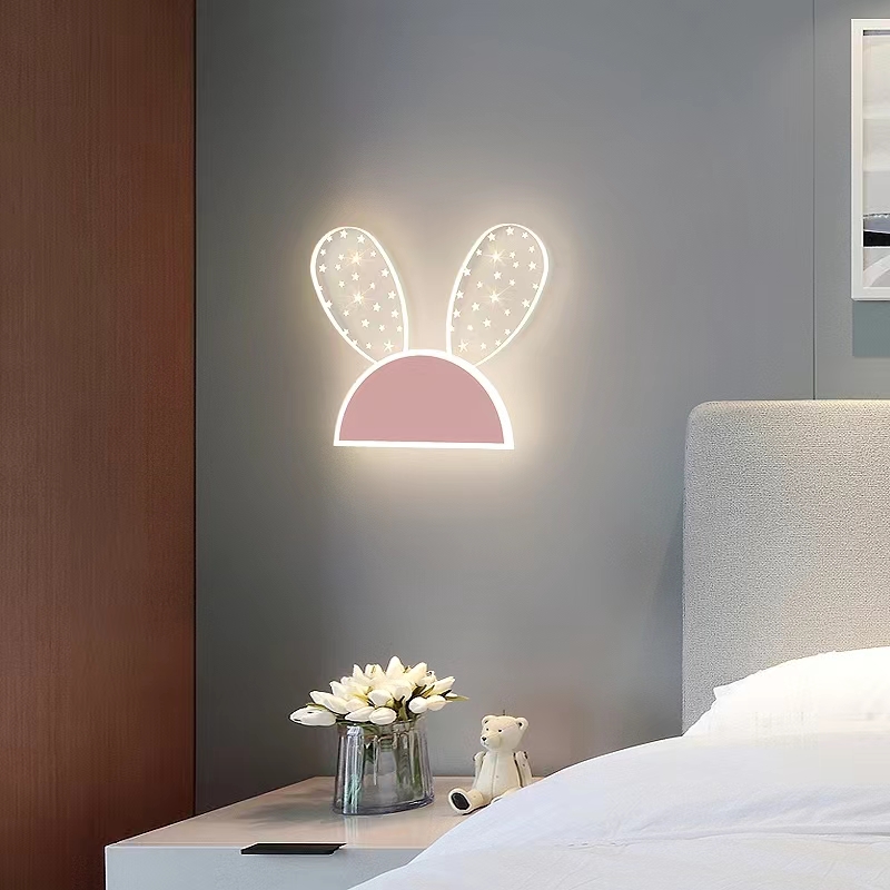 Filles enfants chambre applique décorative nuit éclairage rose applique intérieure famille pépinière mignon dessin animé LED lumières