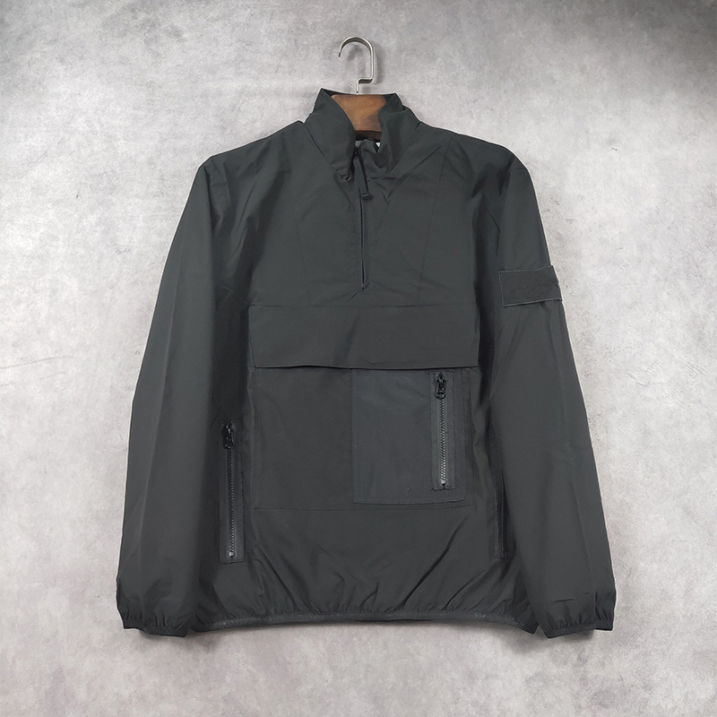 

Brand topstoney mens jackets half Zip functional embroidery cuff coat large pocket casual Island jacket, Khaki