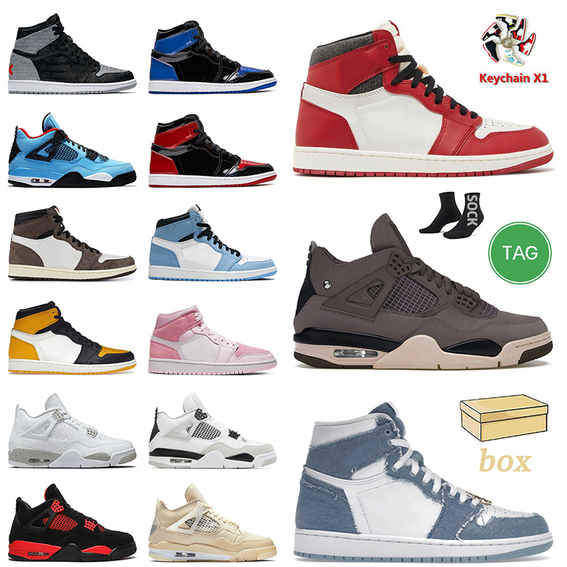 

High OG Lost Found Basketball Shoes Denim 1s Jumpman 1 4 A Ma Maniere Midnight Navy 4s Sail Oreo Military Black Cat Taxi Patent Bred, B24 wolf grey aluminum 36-46