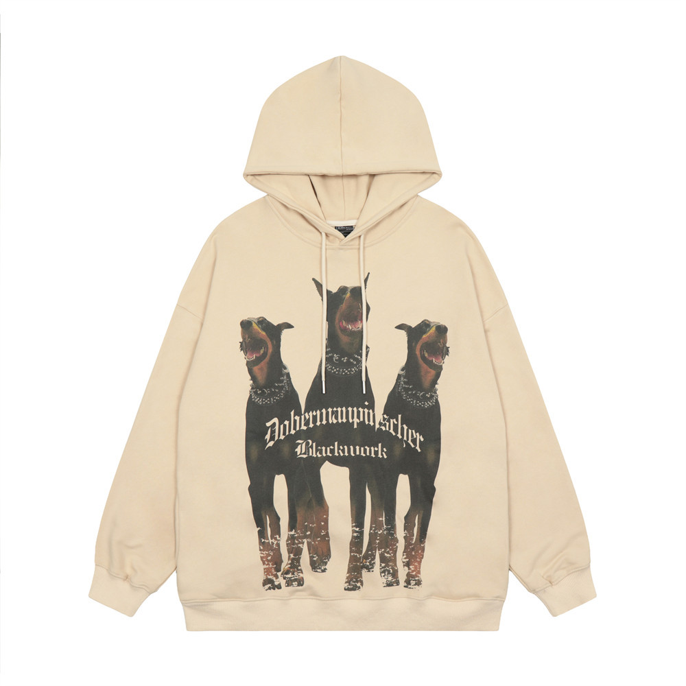 Sweat-shirt à capuche pour hommes, style Hip Hop, Streetwear, imprimé chien Doberman, pull surdimensionné, Harajuku, décontracté, ample, automne