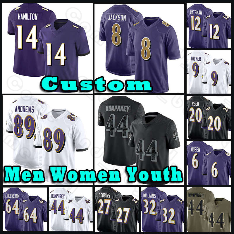 

8 Lamar Jackson 9 Justin Tucker Football Jerseys 89 Mark Andrews Rashod Bateman Marlon Humphrey Baltimores Raven Kyle Hamilton Patrick Queen J.K. Dobbins Odafe Oweh, Custom men (w y)