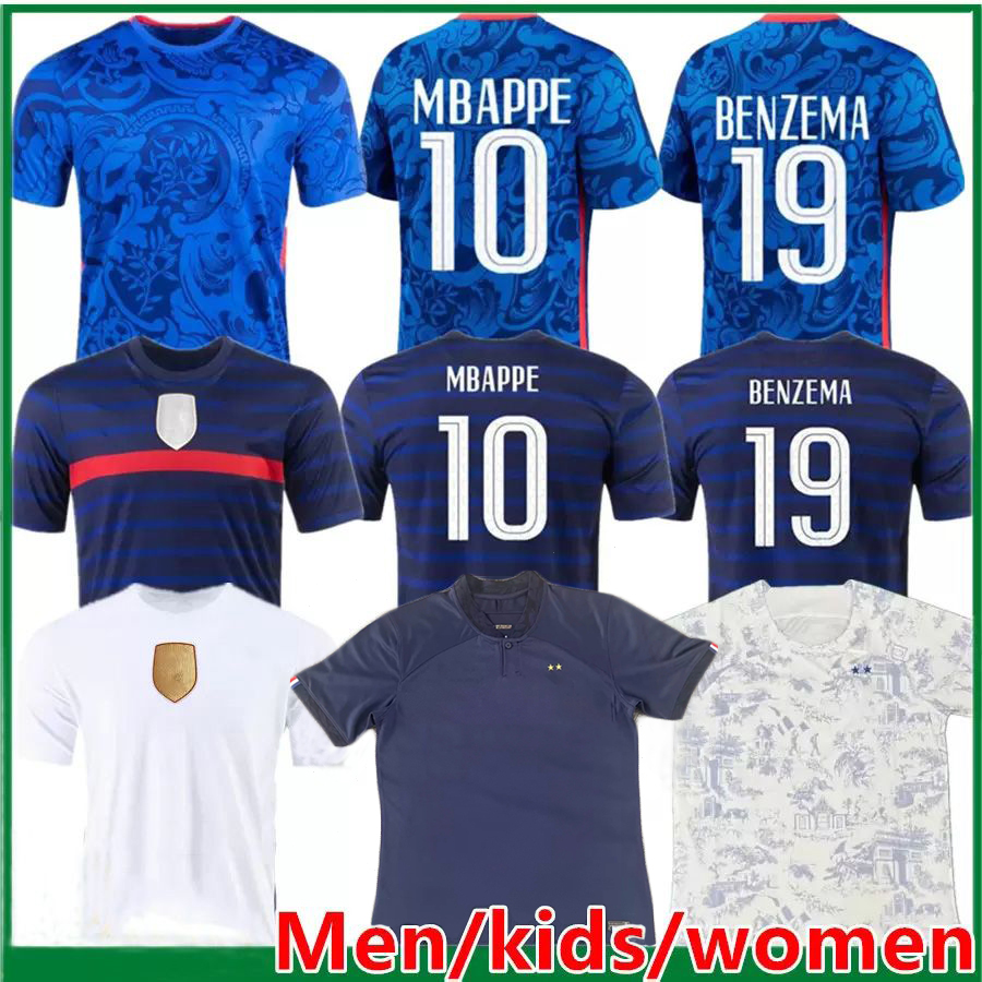 

2022 BENZEMA MBAPPE GRIEZMANN soccer jersey 2023 POGBA GIROUD FRENCH KANTE Maillot de foot equipe Maillots kids kit women Men football shirt, World home