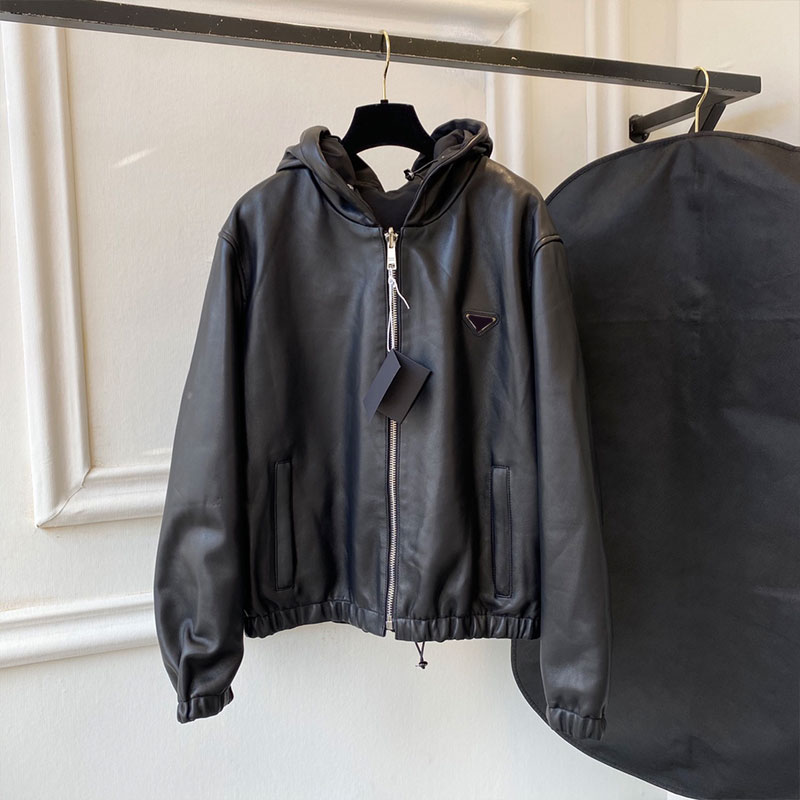 Designer Womens Leather Jackets Winter Fashion Windproof Coats Classic Hooded Autumn Mens Jacket Stylish Women Coat Black Outerwear