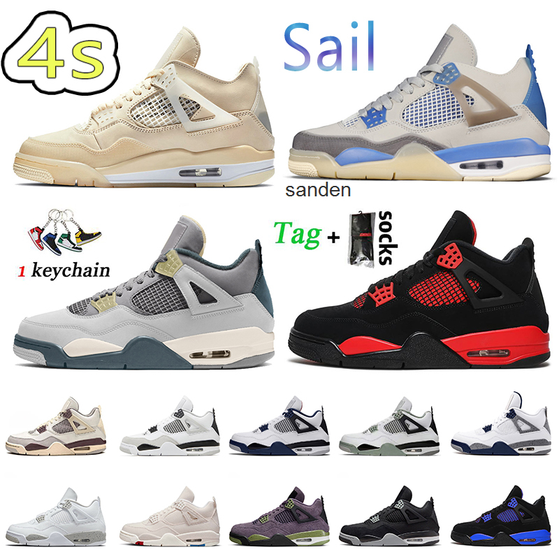 

Top Fashion Jumpman 4 Women Mens Basketball Shoes 4s Sail Pink Craft Red Thunder Midnight Navy Seafoam Canvas Military Black Cat Psgs, C34 court purple 36-47