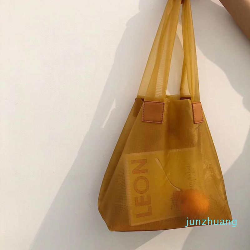 

Evening Bags Women's 2021 Ins Organza Transparent Mesh Single Shoulder Bag Fashionable Lightweight All-match Shopping 2022, Coffee