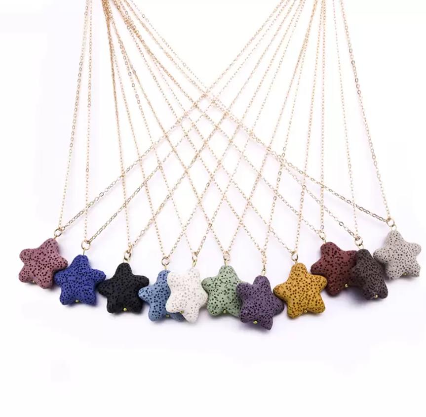 

Pendant Necklaces Pendants Jewelry Fashion Gold Plated Love Heart Starfish Lava Stone Necklace Volcanic Rock Aromatherapy Dhsat