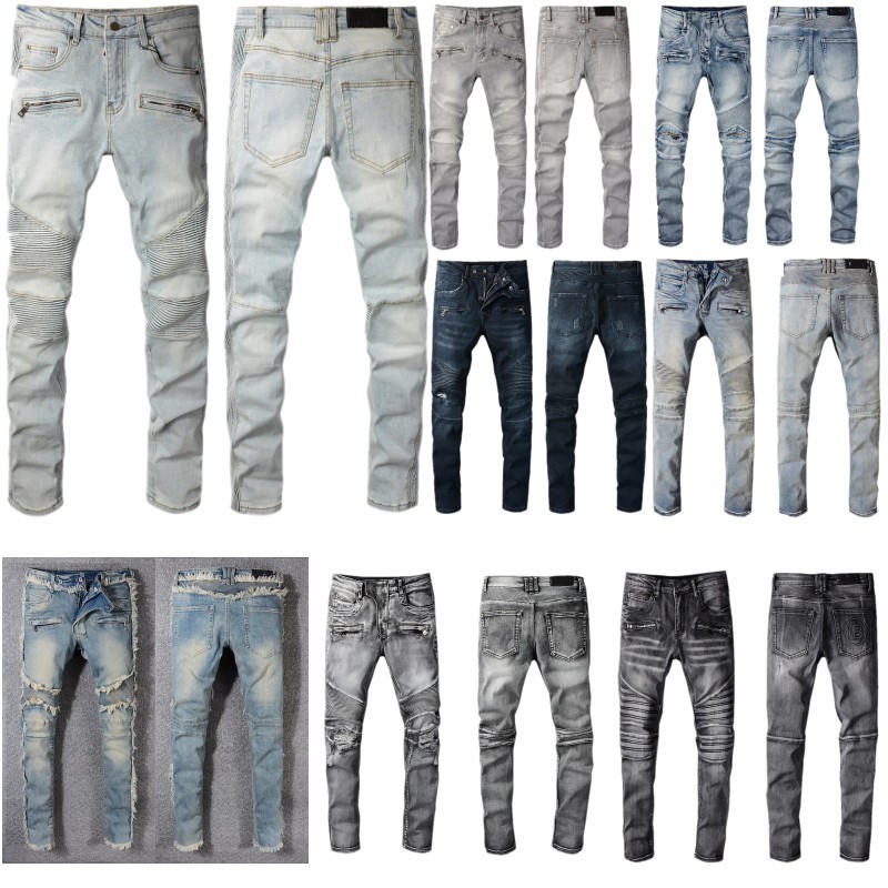 

Mens Designer Jeans Distressed Ripped Biker print Slim Fit Motorcycle Bikers Denim For Men Fashion Mans zipper Hip Hop Pants, 8818