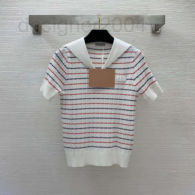 Women's Sweaters designer Summer new cool and comfortable Tencel fabric Navy Cape collar color short sleeve sweater top 79FM