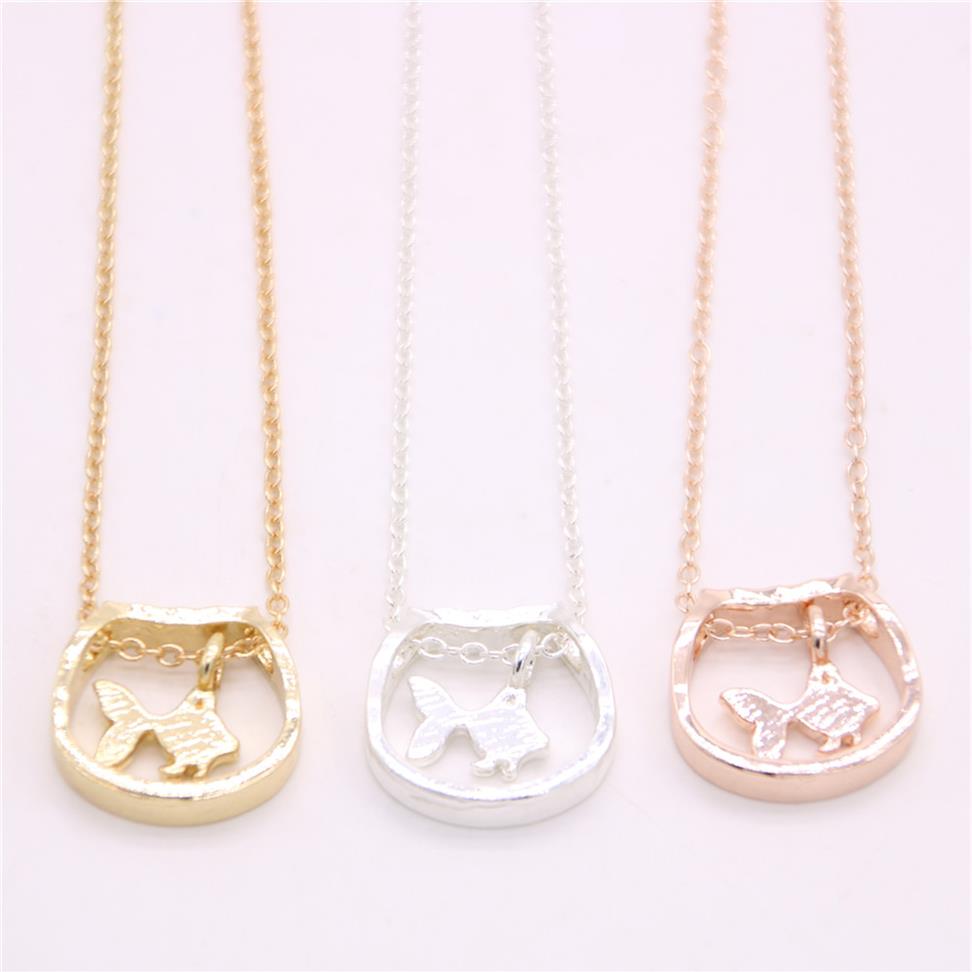 

Fish and fish tank pendant necklace Child interest fish tank pendant necklace designed for women Retail and whole mix290B