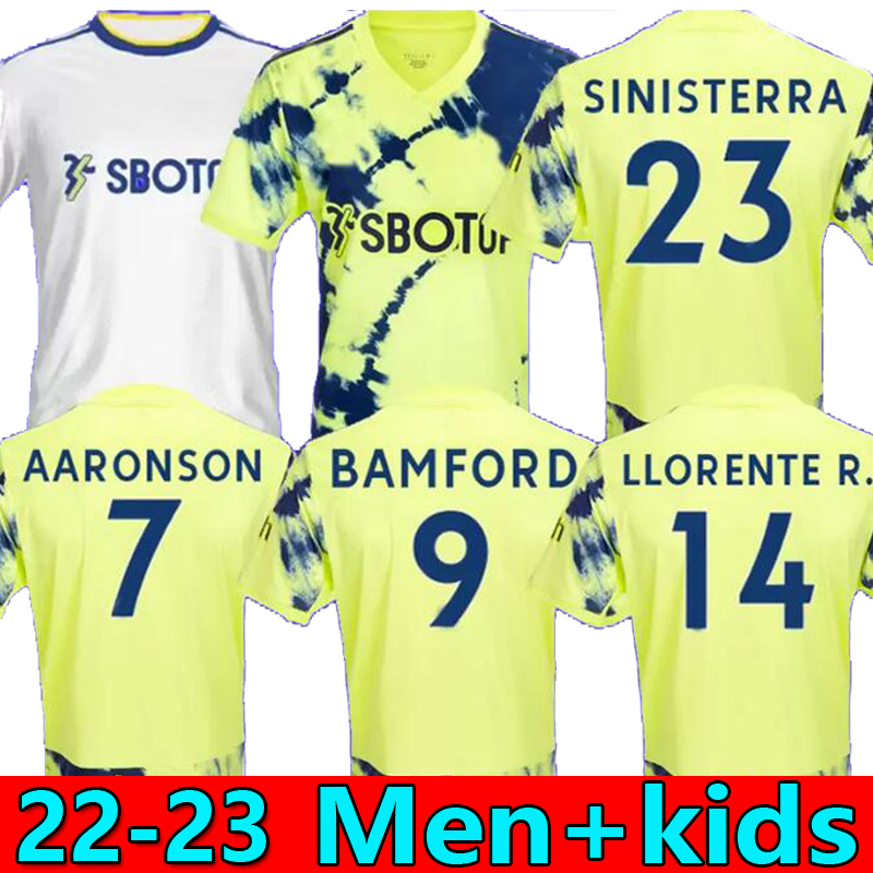 

22/23 Soccer Jerseys away yellow 2022 2023 Leeds BAMFORD FIRPO DIEGO LEEDS RODRIGO Home Football Jersey RAPHINHA Shirt 2022 2023 United Uniforms on sale men kdis kit, Home 2