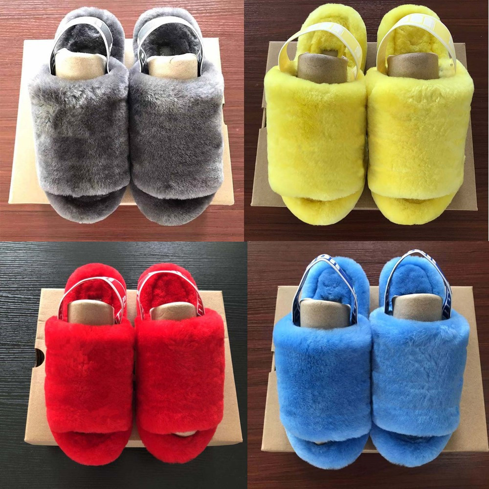 

Fashion Women Kids Fur Slippers Boots Slides Winter Fluffy Furry Slipper Warm Comfortable Fuzzy Girl Flip Flops Shoes Ladies Luxury Footwear Sexy Sandals Size 25-44, Box