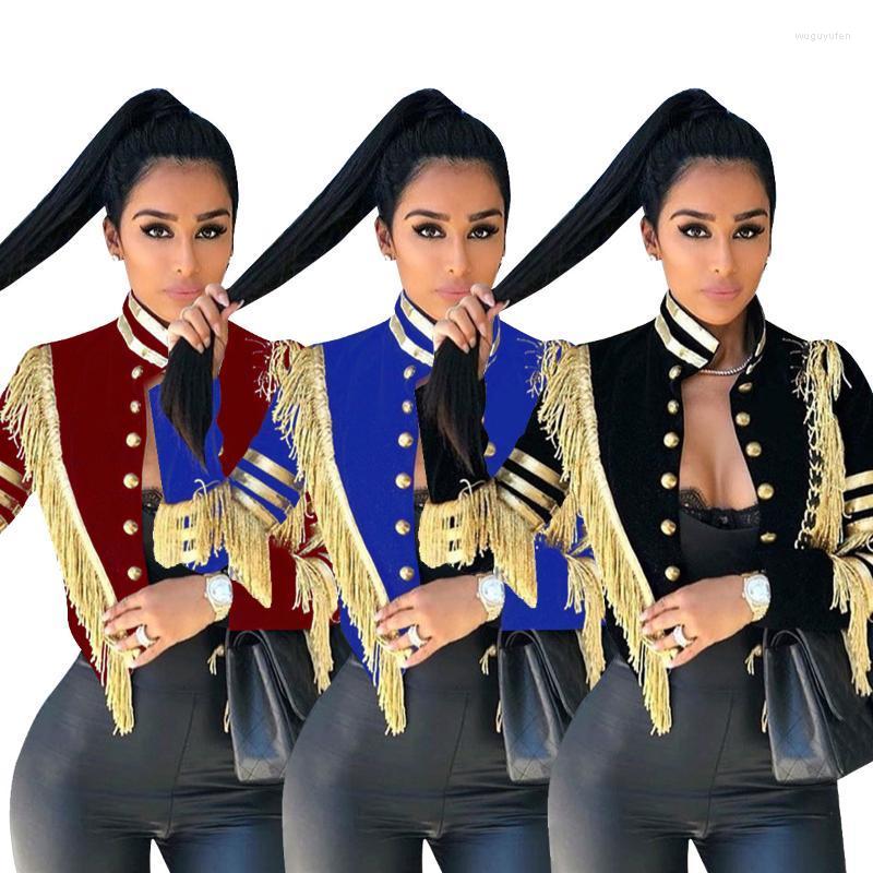 

Women' Suits & Blazers Donsignet Fashion Casual Tassel Coats Women Embroidery Single Breasted Knitted, Black