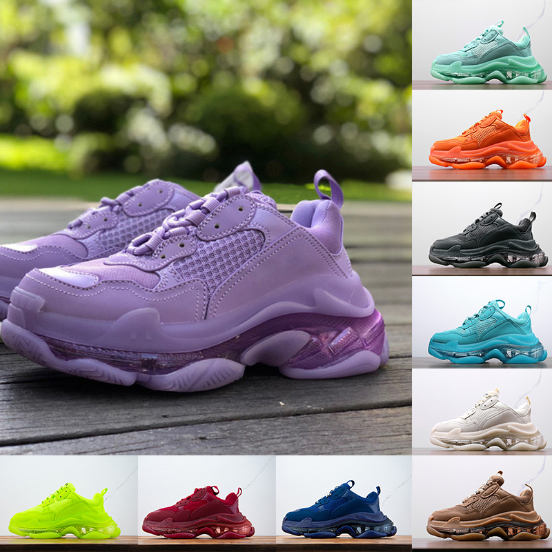 

Triple S Black Panelled Sneakers Chunky Shoes Fashion Luxurys Designer Sneaker For Men Women Bulky Clear Sole Green Black Beige Pink Flatform Trainers