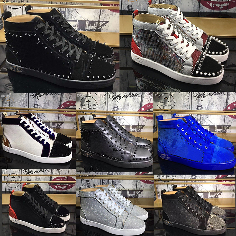 

Designer Shoes Studded Spikes Flat Sneakers Men Women High Cut Suede Trainers Party Lovers Wedding Sneaker Genuine Leather Rivet Shoe, Color 26