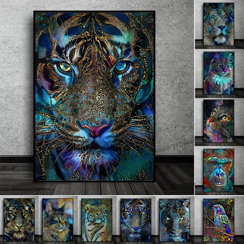 

Lion Tiger Monkey Painting Canvas Print Pictur Abstract Graffiti Animal Wall Art Poster For Living Room Decoration Home Decor