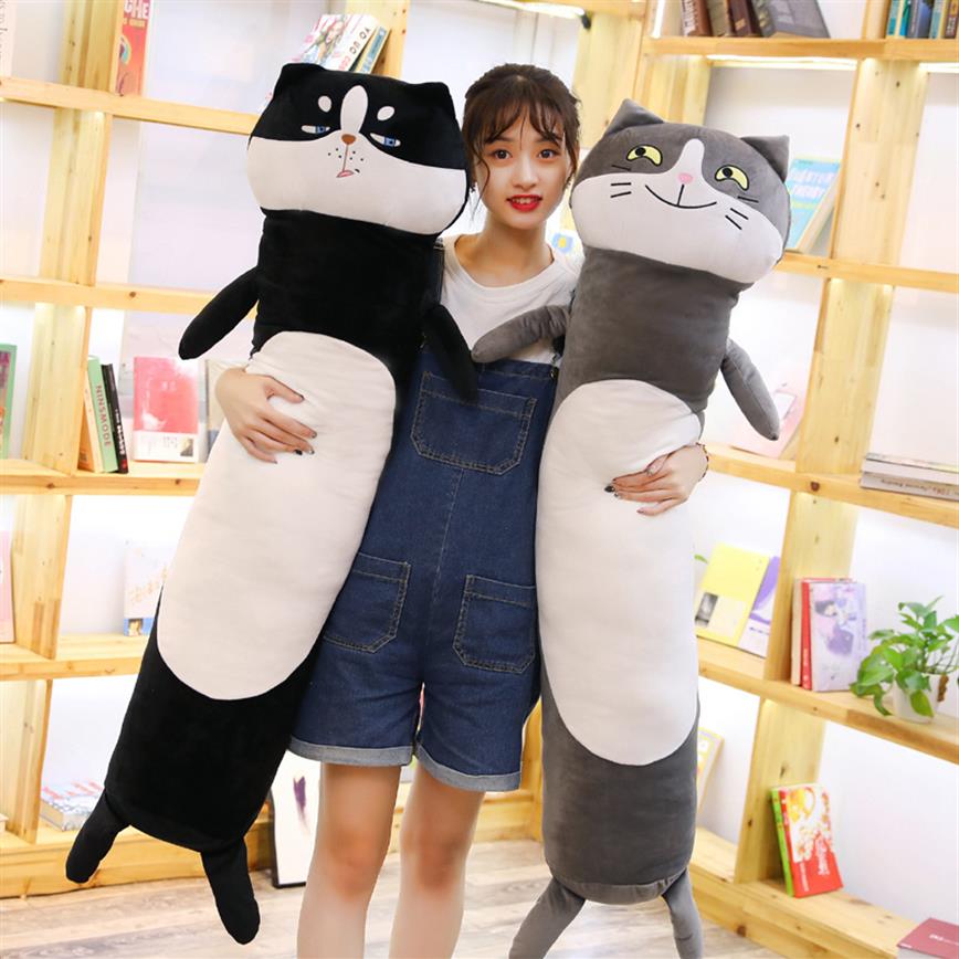 

90 140cm Kawaii Plush Cat Toys Stuffed Animal Dolls Soft Long Cartoon Office Lunch Break Nap Sleeping Pillows Gift Doll for Kids M216Z, Brown cat