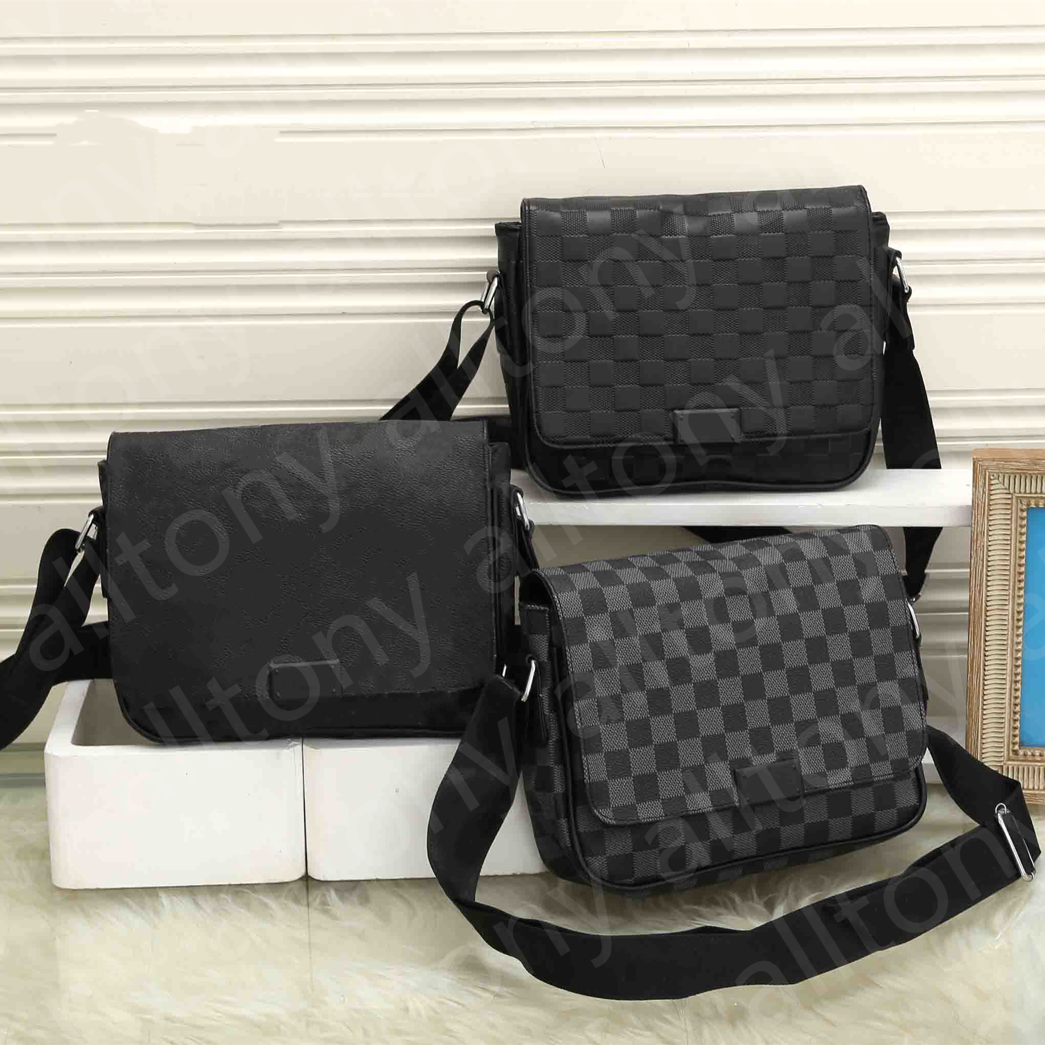 

Designers Fashion Cross body Men CrossBody Bags Pu Leather Briefcase Shoulder Bag Messenger Handbags Wallet, Grey grid