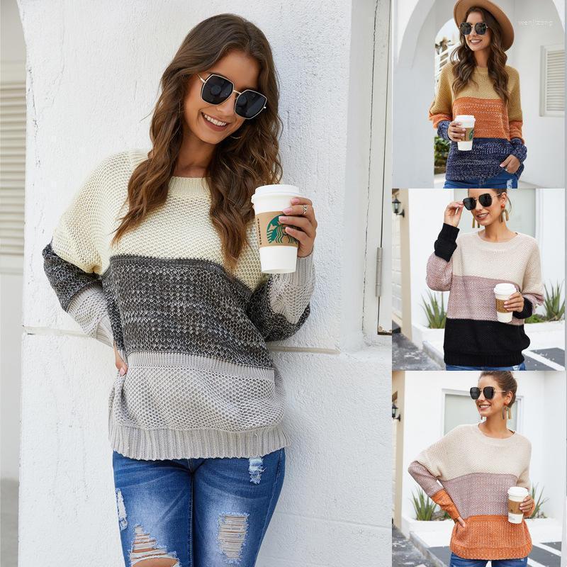 

Women' Hoodies & Sweatshirts Womens Autumn And Winter Casual Striped Long Sleeve Pullovers Loose Comfort Tunics Round Neck Chic Knit Jumper, Dark grey