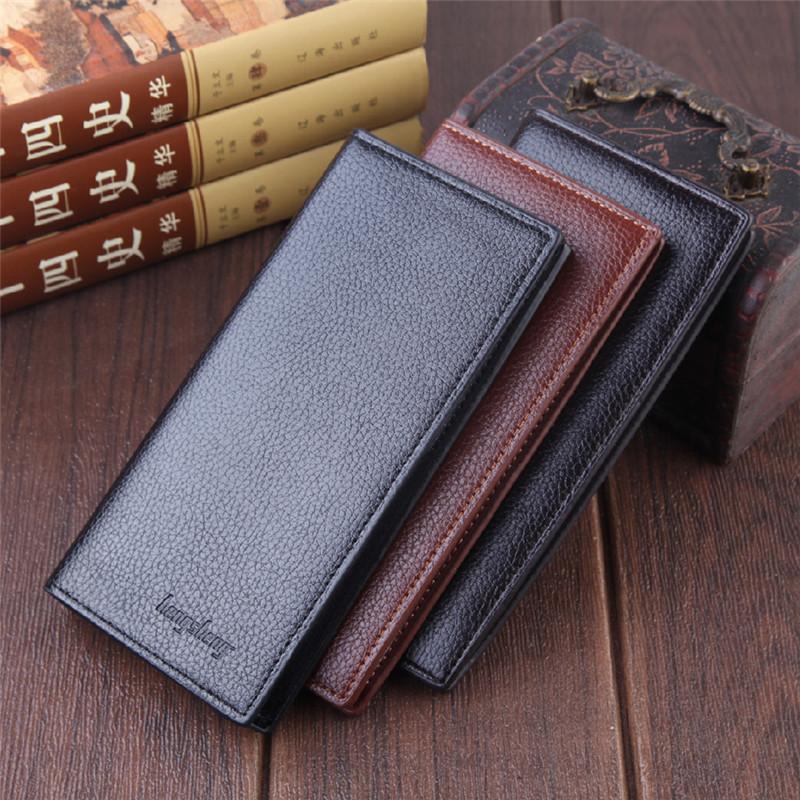 

Wallets Soft Leather Men's Wallet Slim Long Business Ultra-thin Solid PU Purse Male Luxury Designer Card Holder Brand Money BagWallets, Black