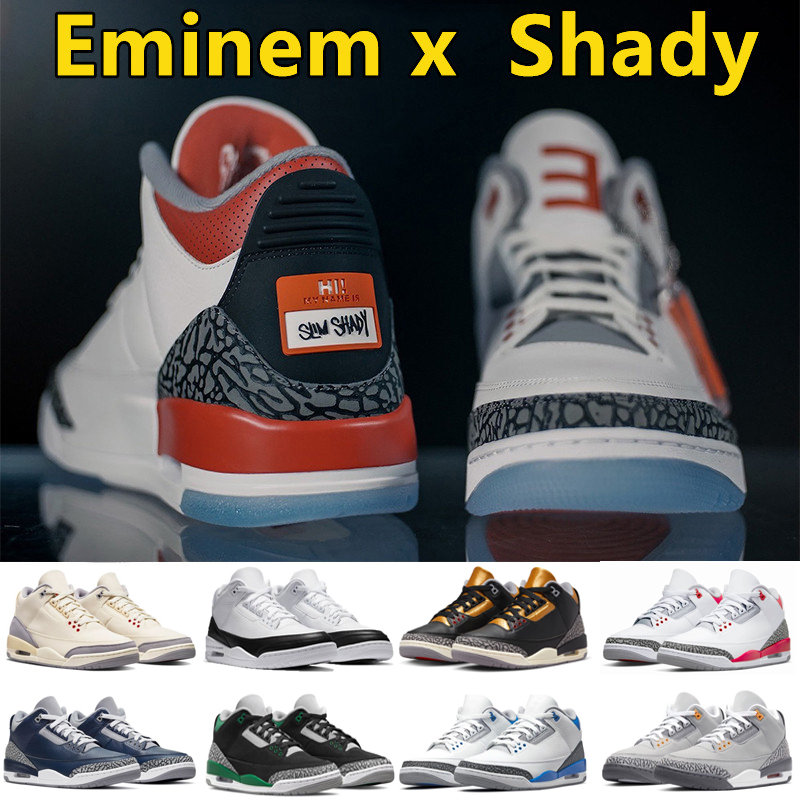 

Jumpman 3 3s Mens Basketball Shoes Eminem x Shady PE Black Gold Fire Red UNC Racer Blue Pine Green Midnight Navy Cool Grey Men Trainers Sports Sneakers Sneaker, Pay for box