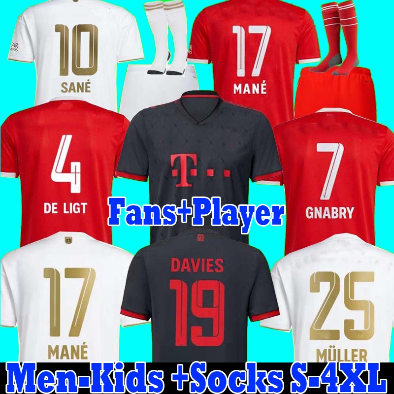 

S-4XL 22 23 Bayern Munich soccer jersey DE LIGT SANE 2022 2023 football shirt GORETZKA GNABRY camisa de futebol top thailand men kids kits KIMMICH fans player, 3rd player version
