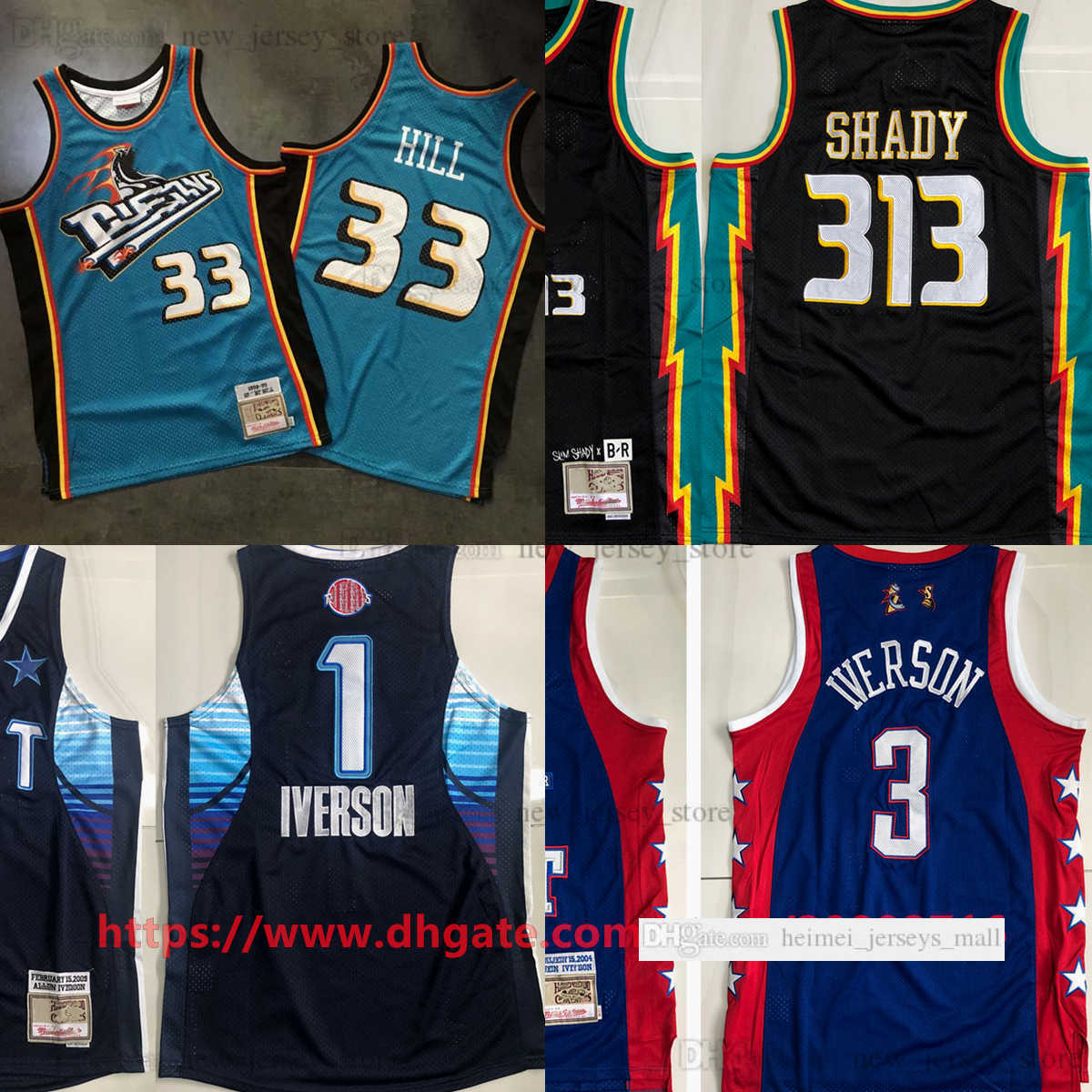 

Mitchell&Ness Authentic Embroidery Basketball Shady 313 Eminem Jerseys Retro Digital Print 1998-99 Grant 33 Hill Jersey 2009 all-star Allen 1 Iverson 2004, Mitchellness 2004