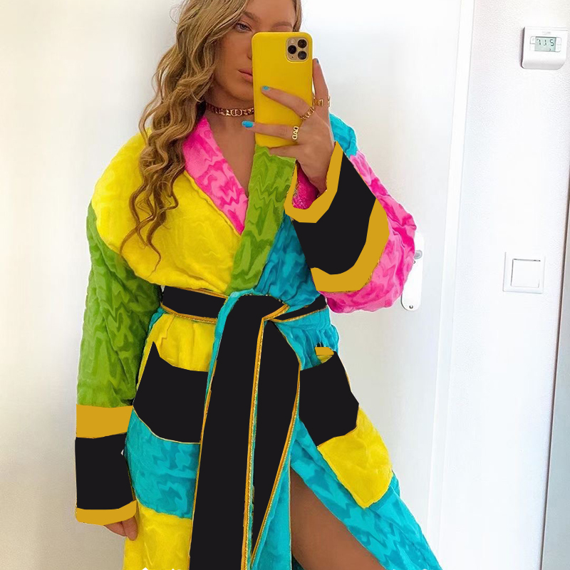 

Women Jacquard Bath Robes 7 Colors Personality Charm Sleep Robe Sexy Deep V Couple Sleepwear Pajamas Set