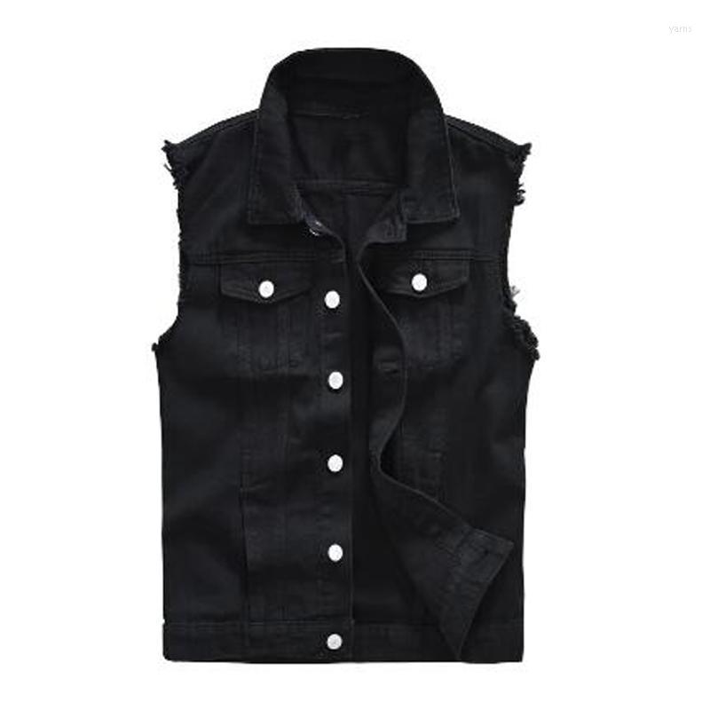 

Men's Male Black Fashion Casual Cool Jean Vest Slim Fringe Denim Waistcoat Sleeveless Tank Top Vests