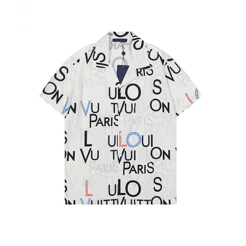 

22ss Luxury Designer Shirts Mens Fashion Geometric classic print white bowling shirt Hawaii Floral Casual Shirts Men Slim Fit Short Sleeve, Customize