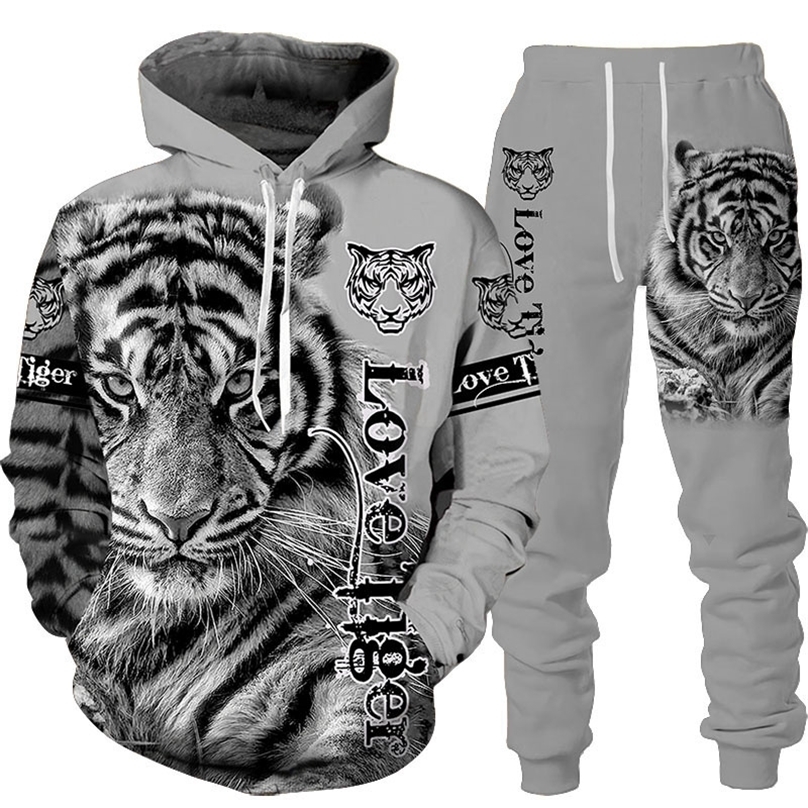 

Animal 3D Tiger Printed Hoodie Pants Suit Cool MenWomen 2 Pcs Sportwear Tracksuit Set Autumn And Winter Mens Clothing 220811, 15620