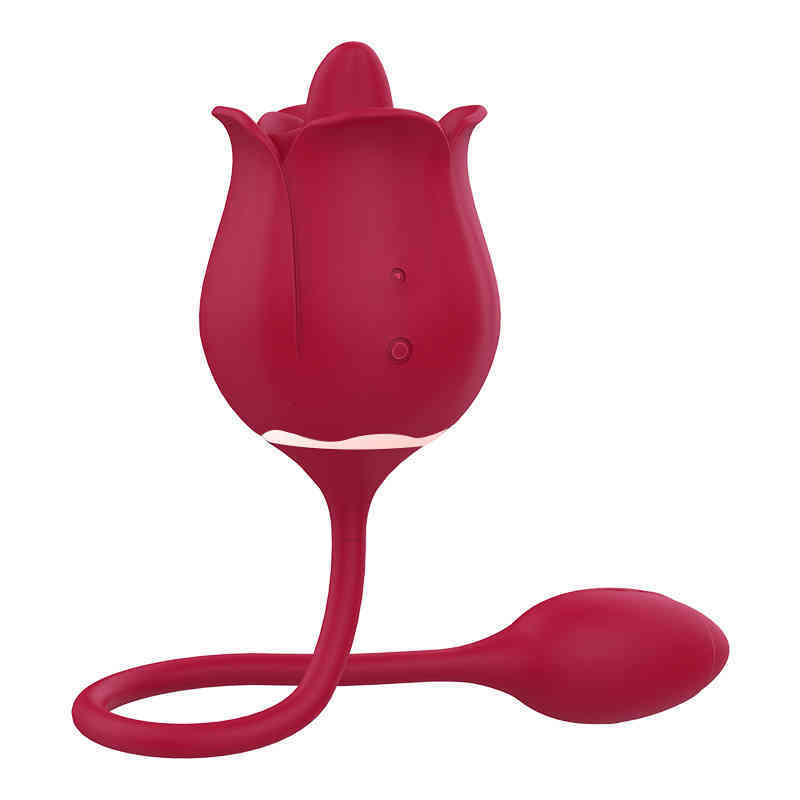 Massager Sexy Vibrator Toys Rose Sucking Jump Egg Meet Huanmanting Flower Double Headed Vibrating Stick Retractable Female Masturbation-image-788737180