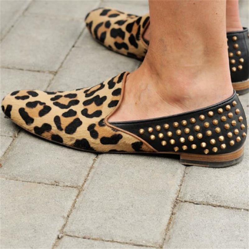 

Men Loafers Faux Suede Leopard Print Simple Rivet Slip-On Fashion Versatile Business Casual Wedding Party Daily Dress Shoes, Clear