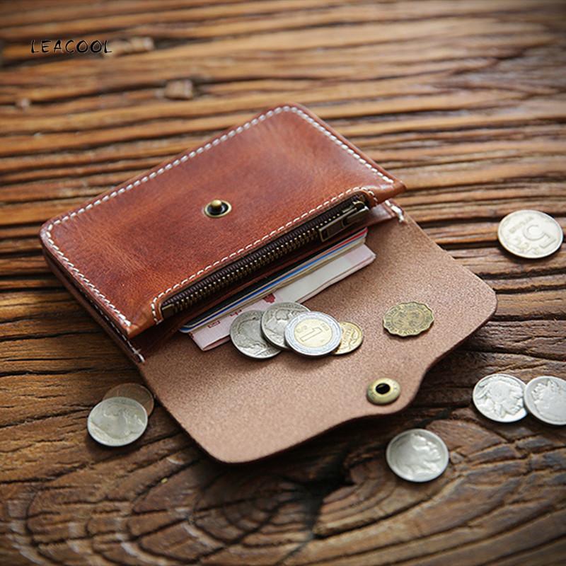 

Card Holders Vintage Men's Genuine Leather Holder Small Wallet Money Bag ID Case Mini Purse For MaleCard, Black