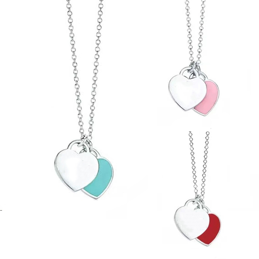 

Luxury heart necklace designer jewelry fashion jewellery gold necklaces for women trendy blue Red Pink pendant wedding gift girlfriend adult bracelet