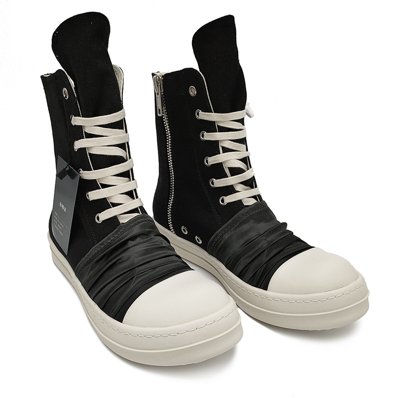 

Men Women Ankle Canvas Boot Designer Platform Boots Black Silk Lace Up High Top Trainers Real Learther Causal Male Sneaker Shoes With Box, 8#
